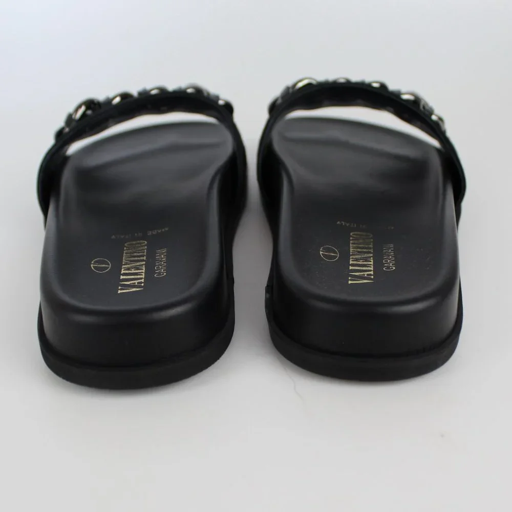 NEW VALENTINO GARAVANI Chain Slide Sandal, Black, EU 38.5 - Picture 10 of 16